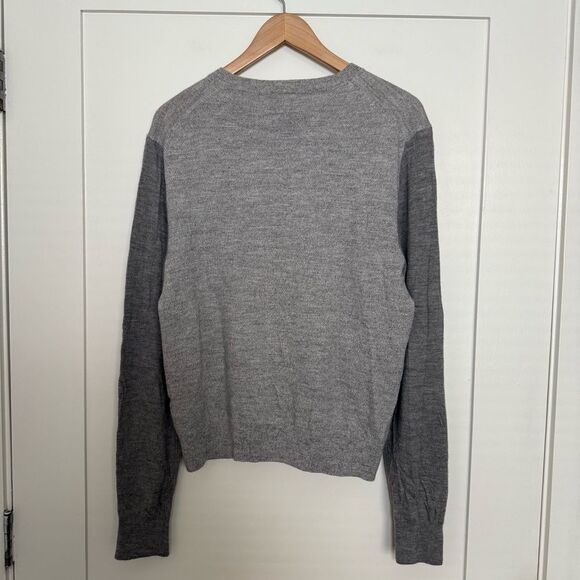 Club Monaco Sweater Womens Sz XL Gray Knit 100% Wool Pullover Contrast Sleeve - Picture 5 of 12